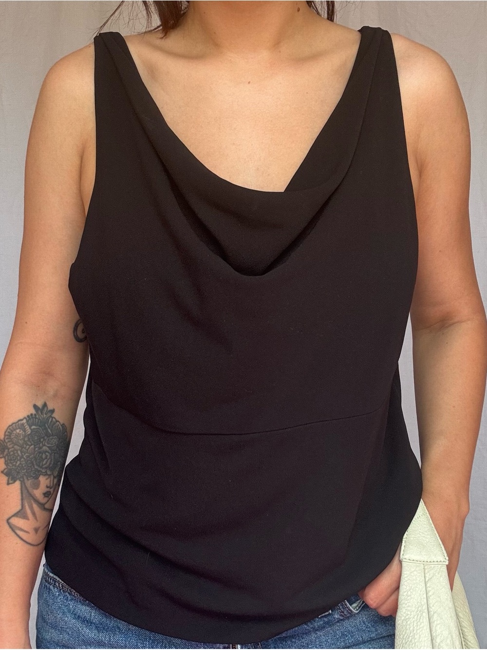 Women's Black Cowl Neck Camisole Tank Top